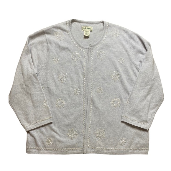 L.L. Bean Light Blue Snowflake Cardigan - Picture 10 of 10